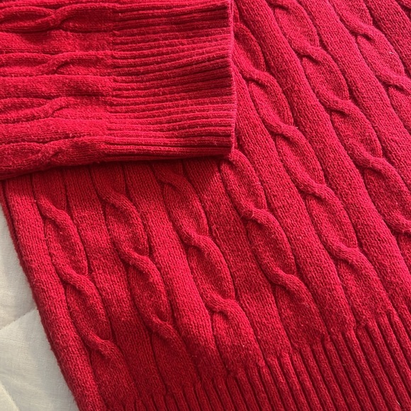 Land’s End Red Cable Knit Sweater Small - Picture 5 of 9